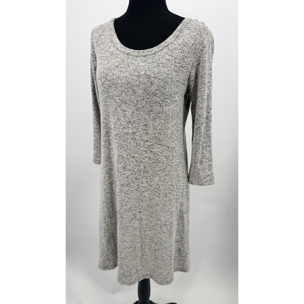 Olivia Rae Knit Dress Womens Medium Grey NEW Marled 3/4 Sleeve Back Strap Detail